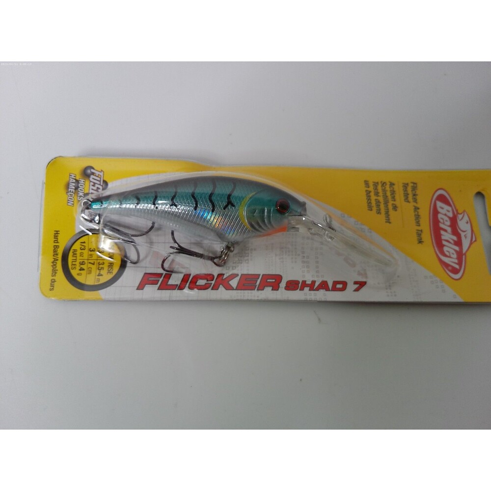 Berkley 3" Flicker Shad 7 Shallow Fishing Lure 2/7oz Slow Rise Blue Tiger
